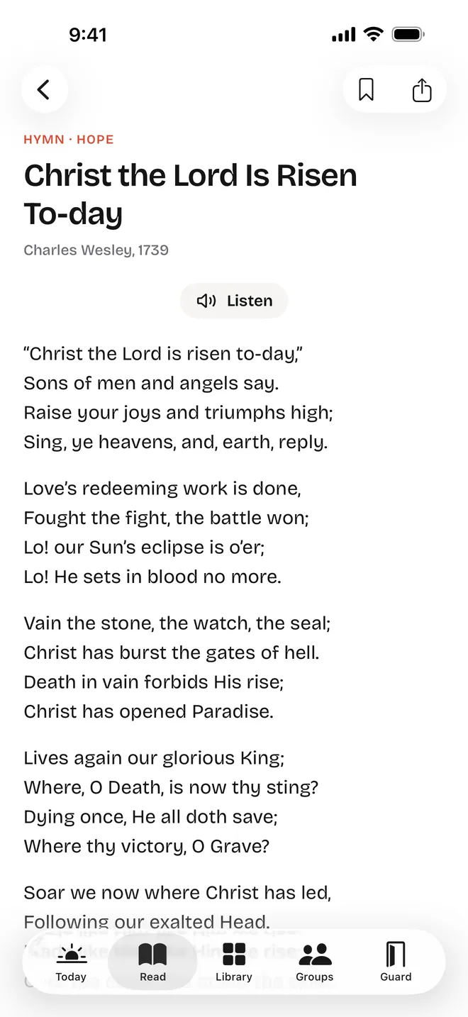 The hymn ‘Christ the Lord Is Risen To-day’ by Charles Wesley in Mutter.